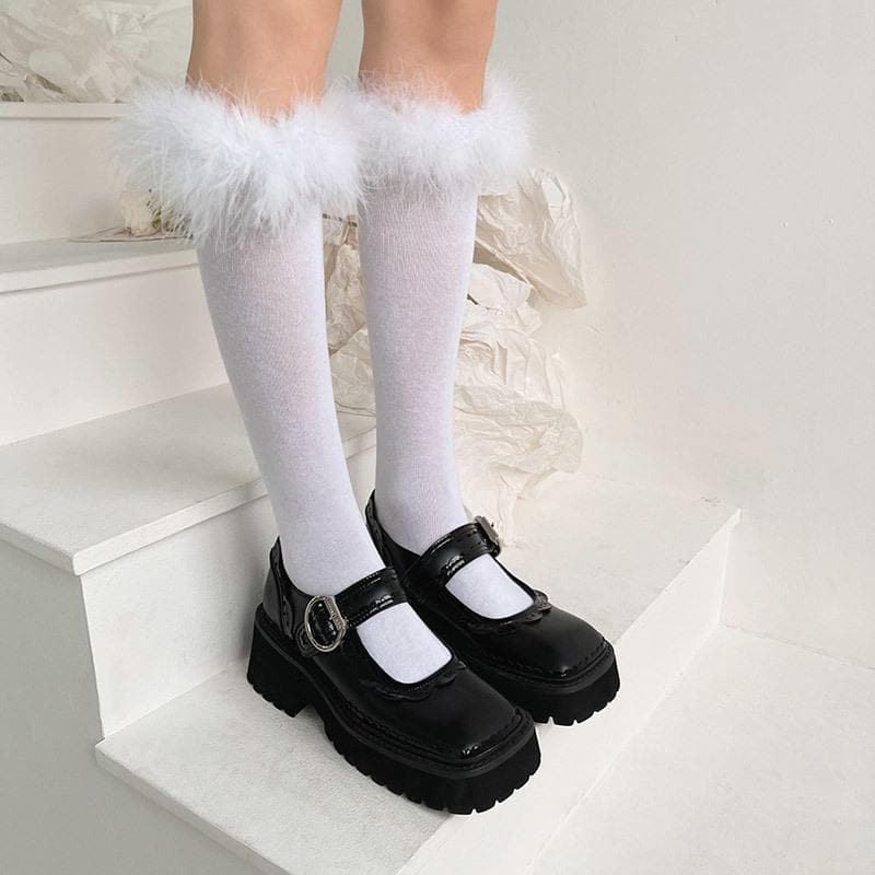 Feather solid knee high socks